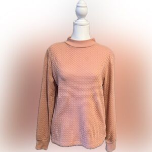 Ladies J. Crew Slightly textured low turtleneck sweater size small. Dusty pink